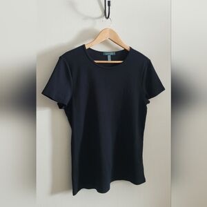 Ralph Lauren Classic Cotton Monogram Short Sleeve Tee, Women's XL, Black